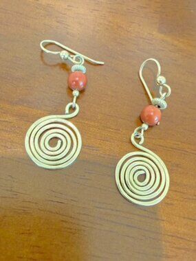 Boho Gold Tone Beaded Geometric Circular Drop Earrings